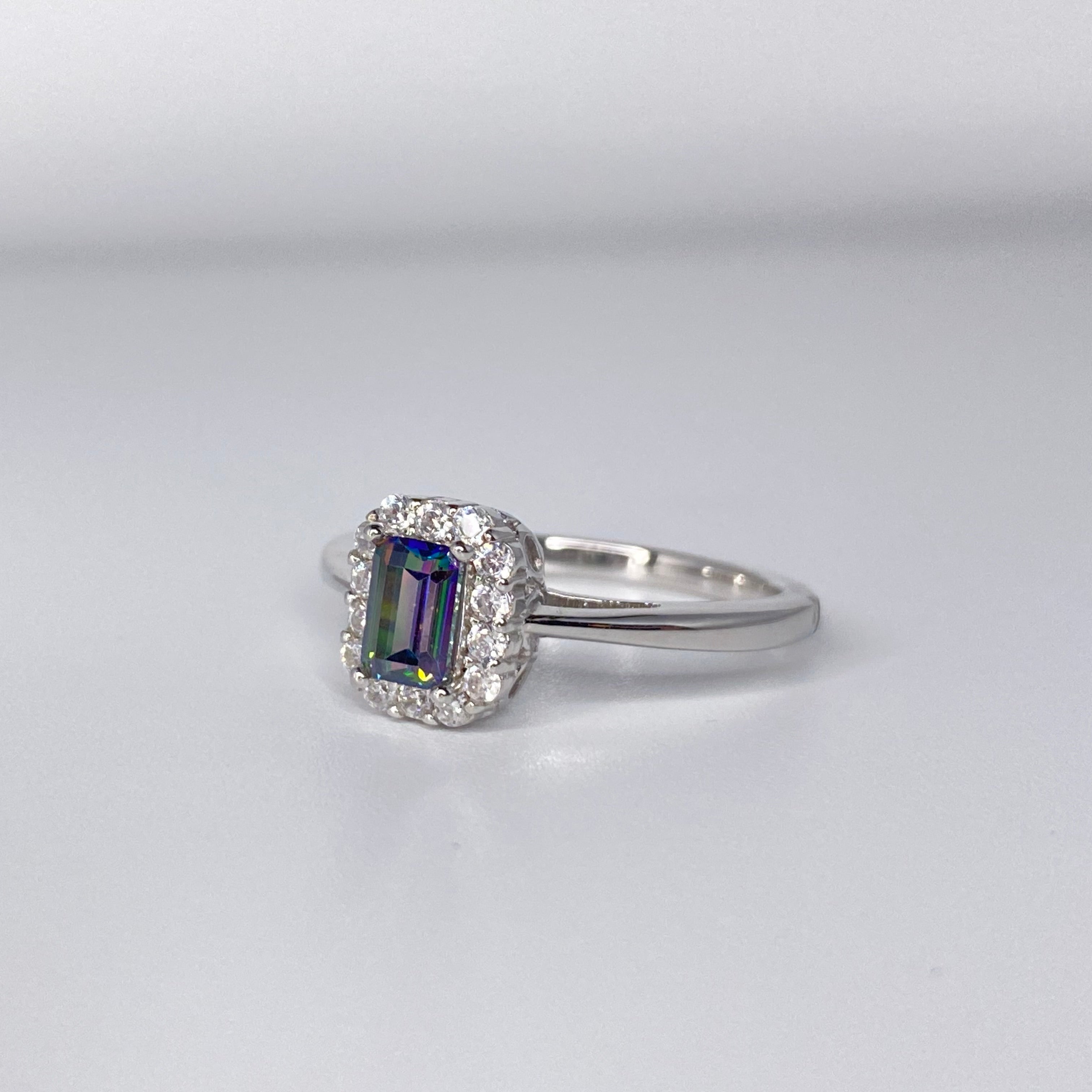 Mystic Topaz Baguette Cut Ring
