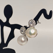 Double Pearl Stud Earrings