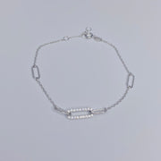 5 Paperclip Link Center CZ Bracelet