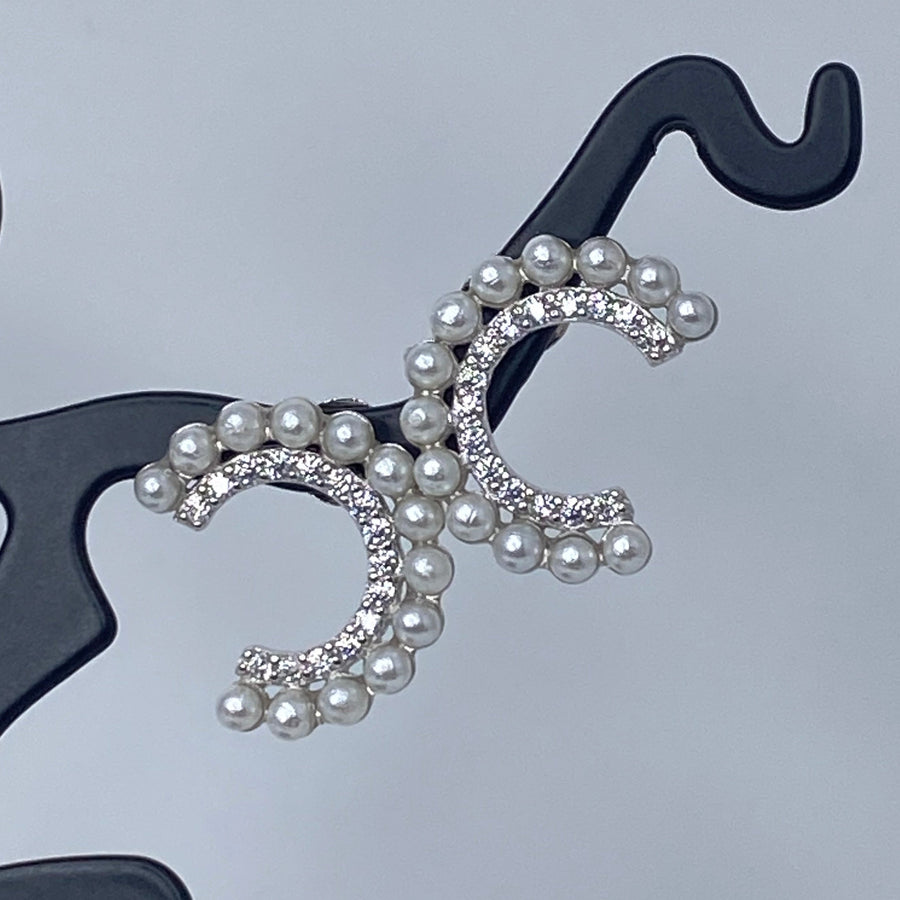 Cresent Hoop Pearl & Cz