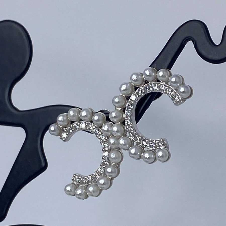 Cresent Hoop Pearl & Cz