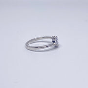 Round cut cubic zirconia ring in sterling silver tension setting