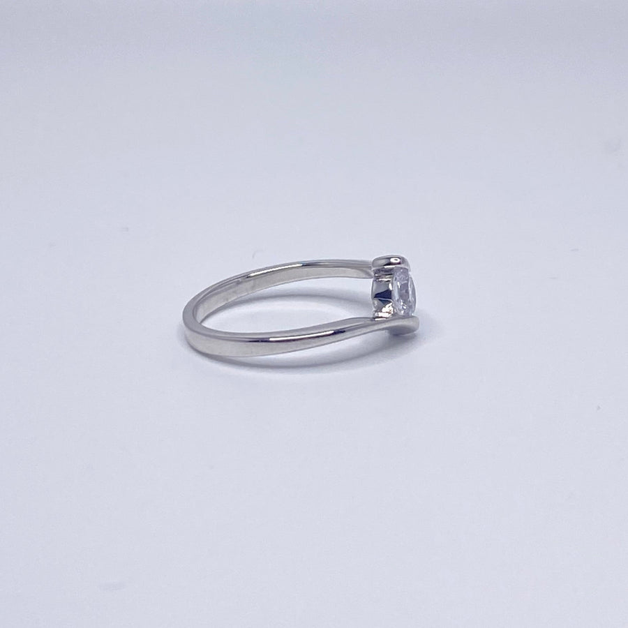 Round cut cubic zirconia ring in sterling silver tension setting
