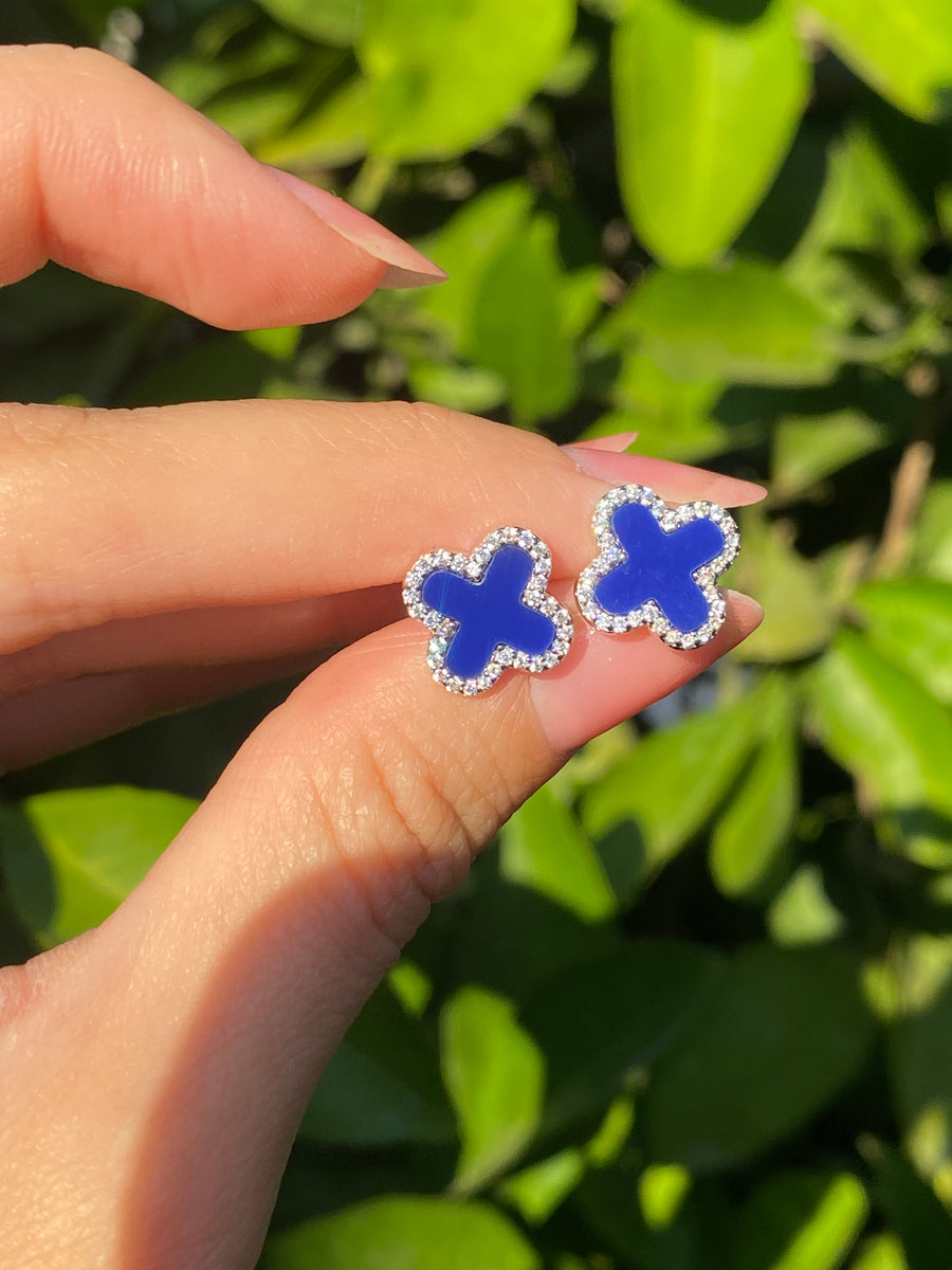 Blue Clover Earrings