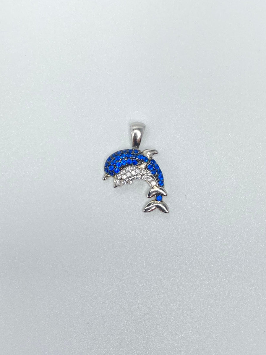 Blue and White Dolphin Pendant