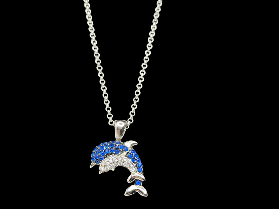 Blue and White Dolphin Pendant