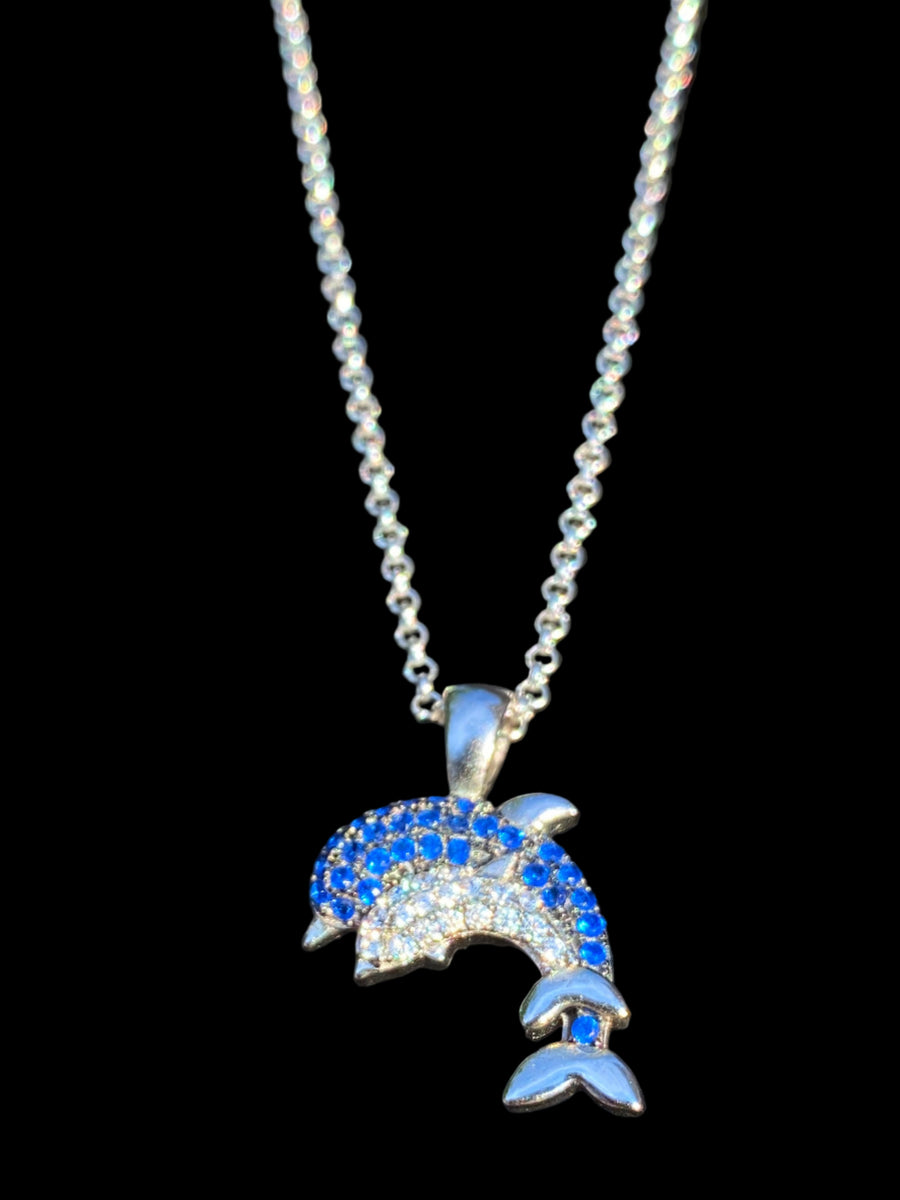 Blue and White Dolphin Pendant