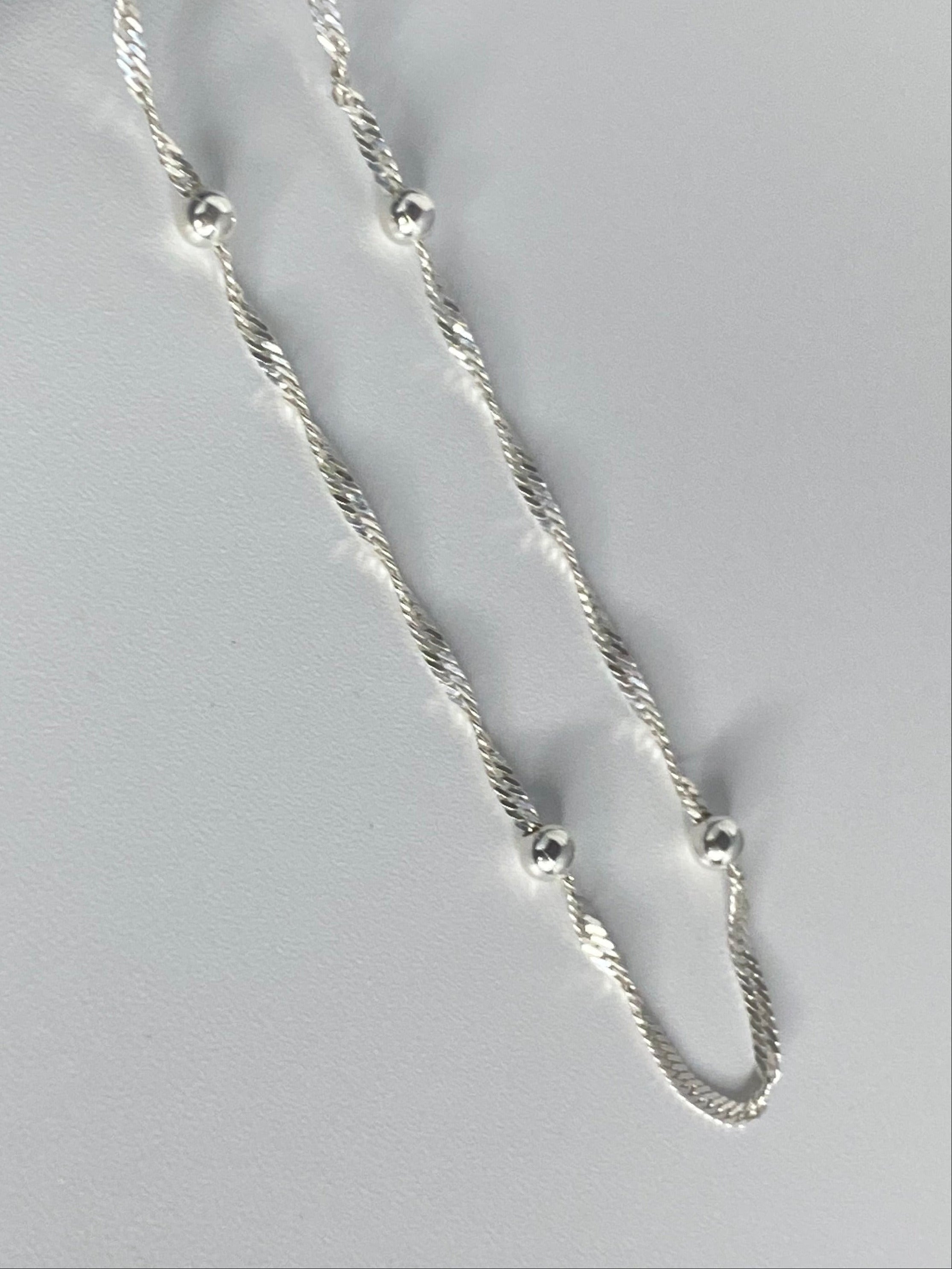 Diamond Cut Singapore with Sphere Accents Necklace