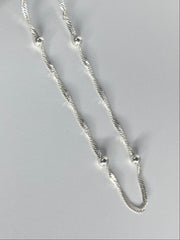 Diamond Cut Singapore with Sphere Accents Necklace