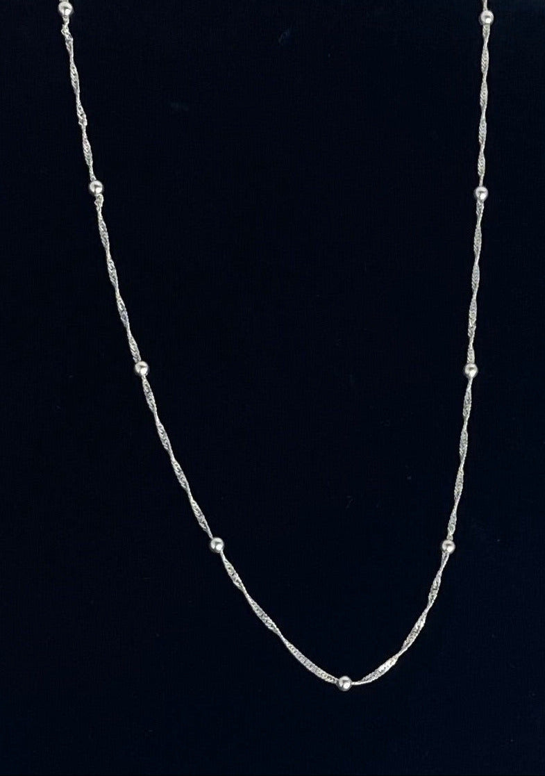 Diamond Cut Singapore with Sphere Accents Necklace