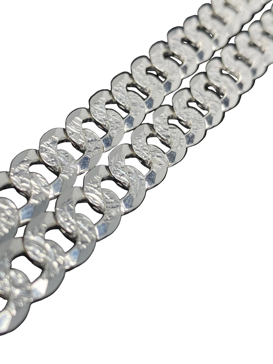 Flat Curb Diamond Cut Necklace