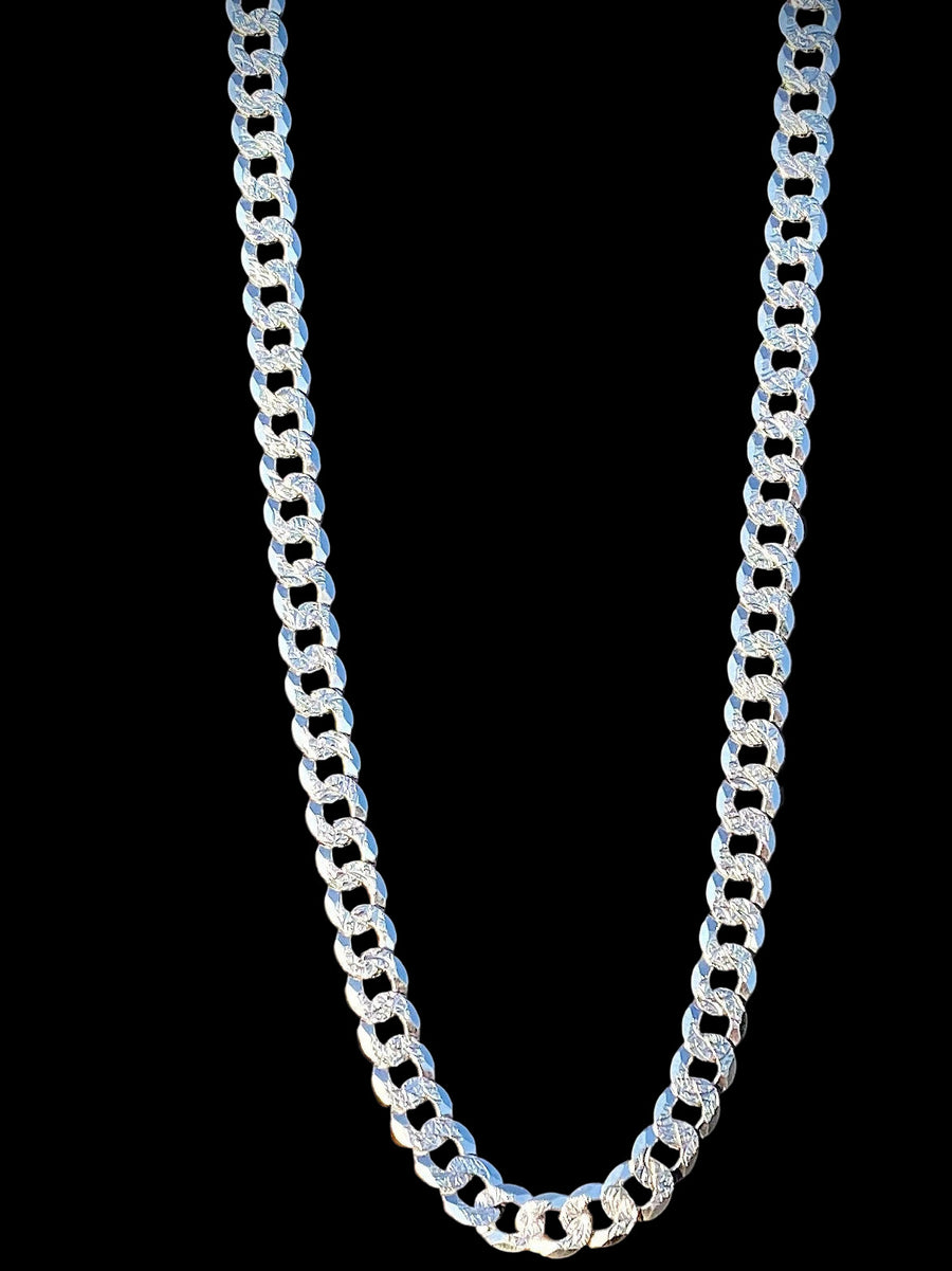 Flat Curb Diamond Cut Necklace