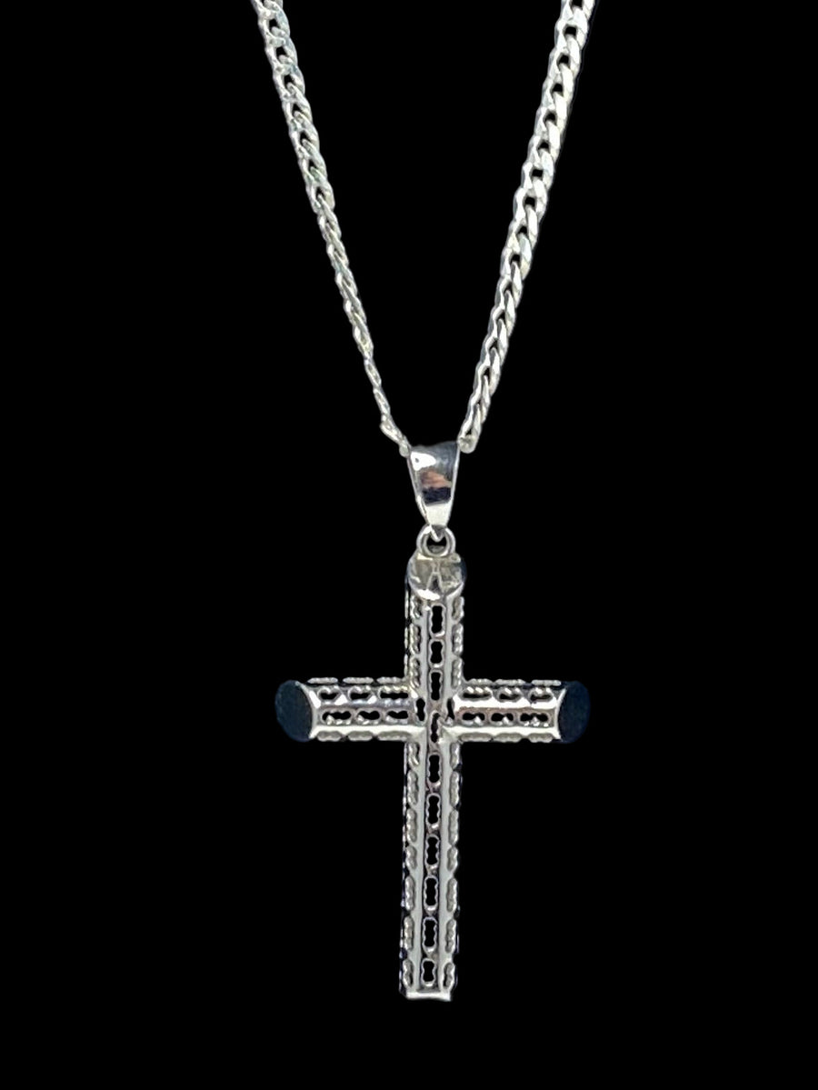 Medium Diamond Cut Cross Pendant
