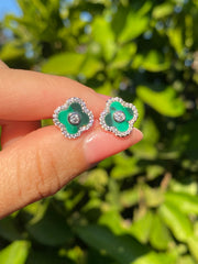 Green Flower Earrings