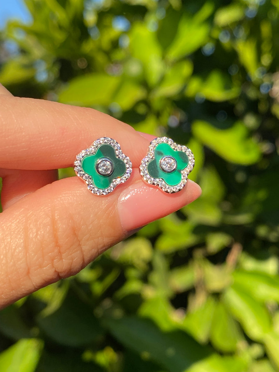 Green Flower Earrings