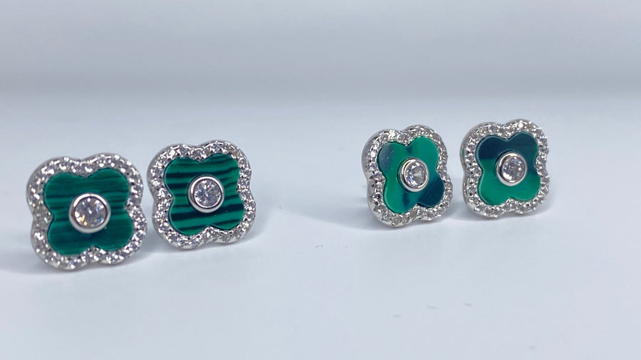 Green Flower Earrings