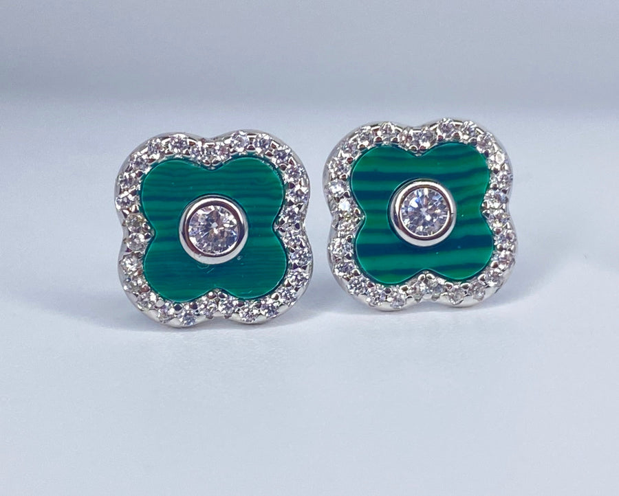 Green Flower Earrings