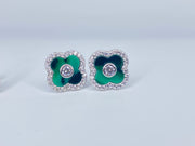 Green Flower Earrings