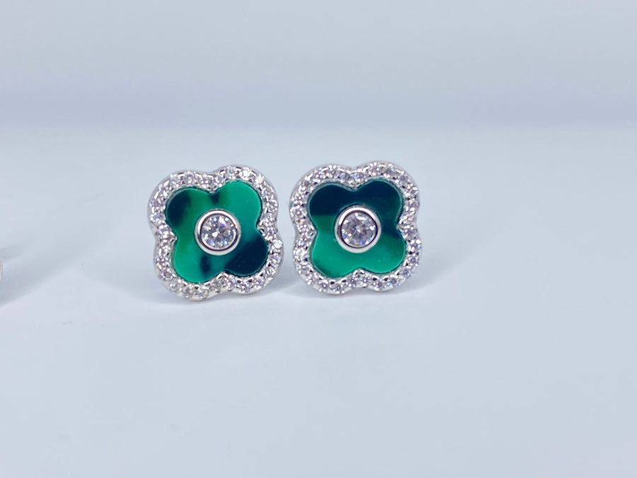 Green Flower Earrings