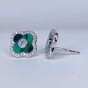 Green Flower Earrings