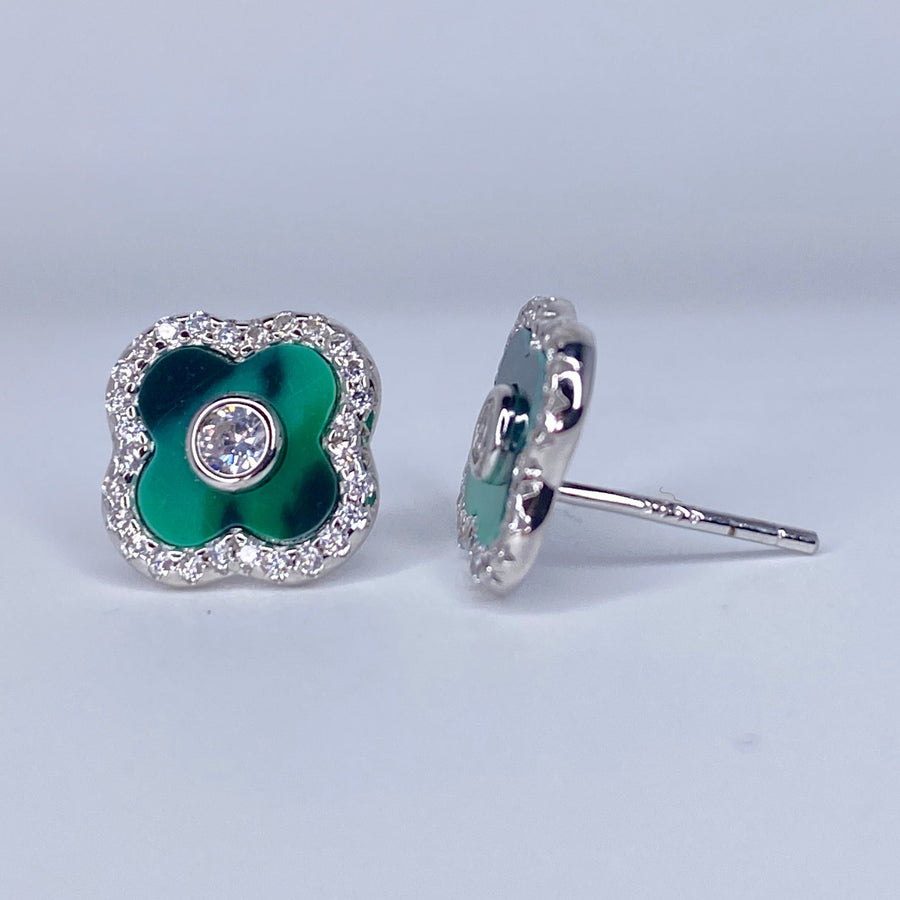 Green Flower Earrings