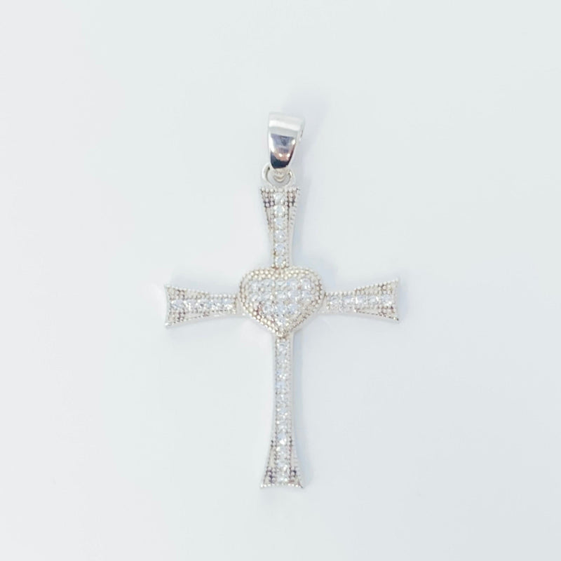 Sparkly Heart Cross Pendant