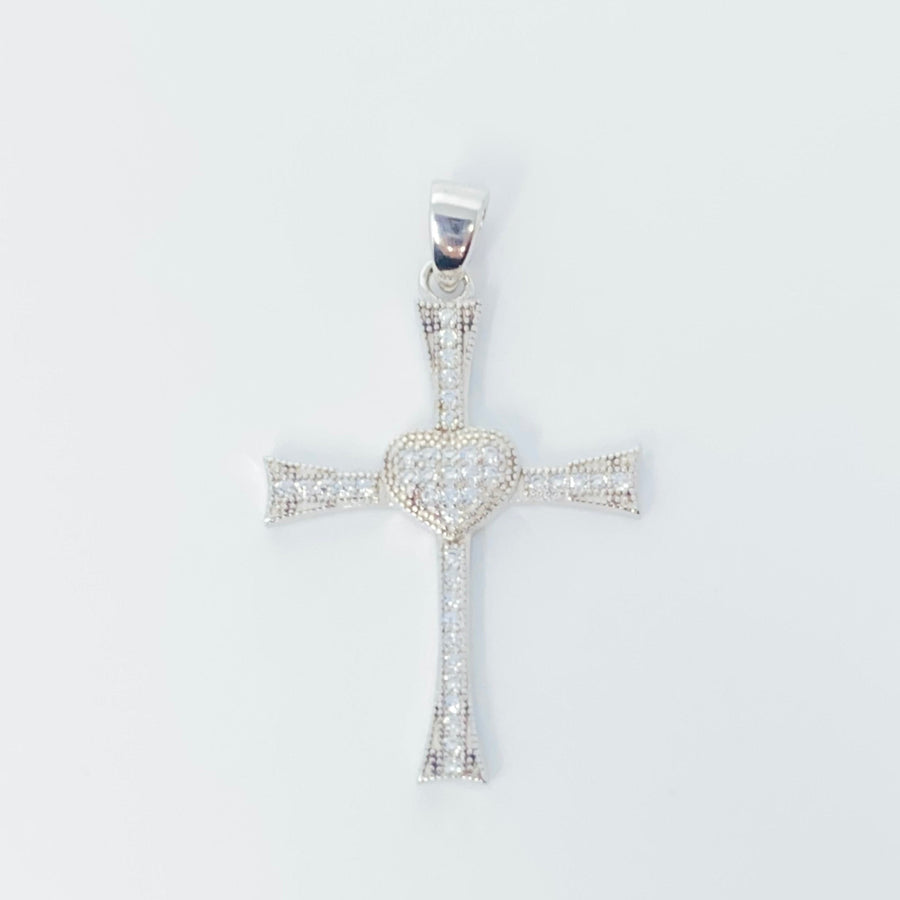 Sparkly Heart Cross Pendant
