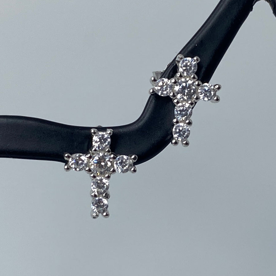 Mini Cross Cz Earrings