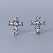 Mini Cross Cz Earrings