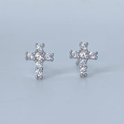 Mini Cross Cz Earrings
