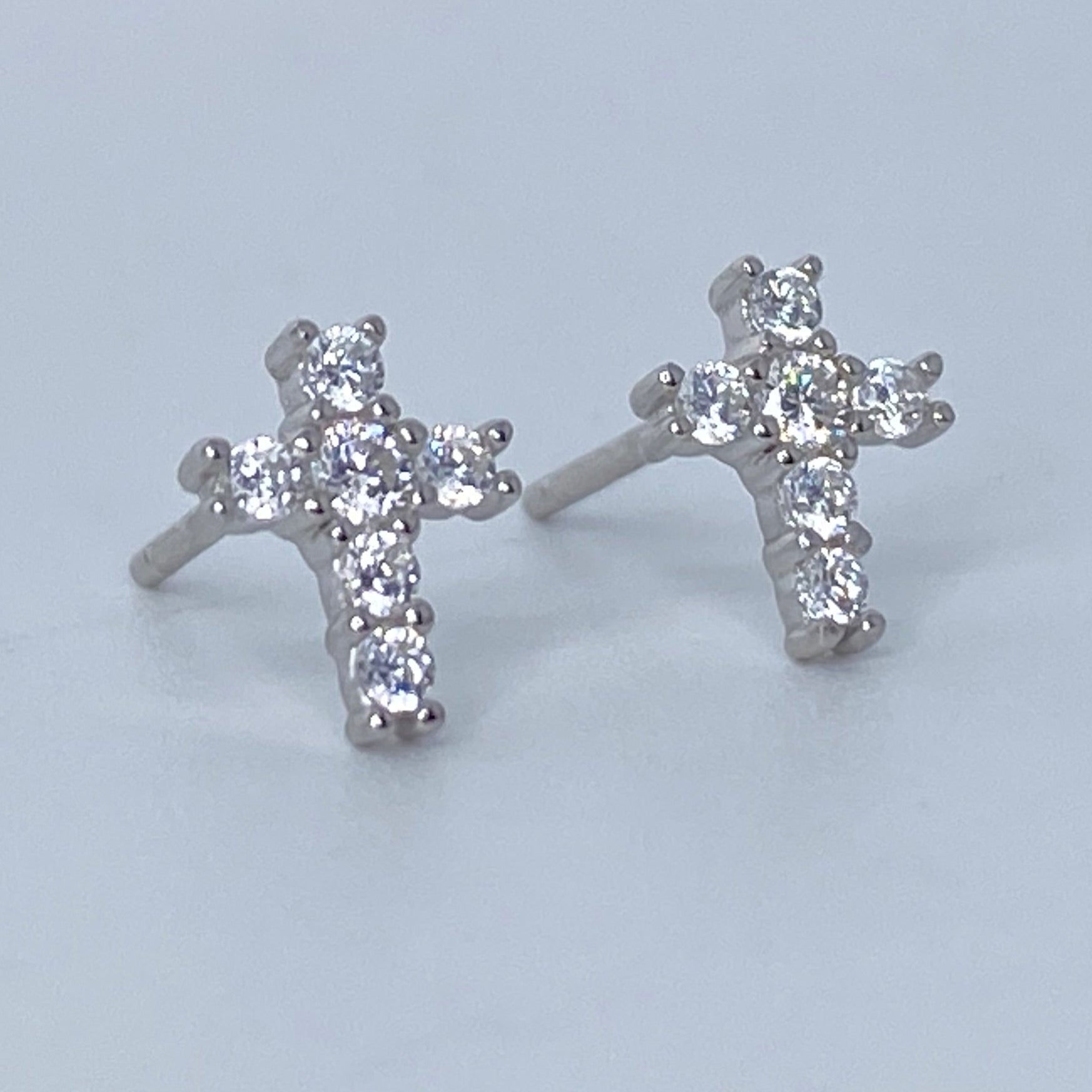 Mini Cross Cz Earrings