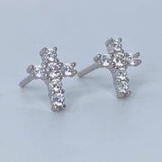 Mini Cross Cz Earrings