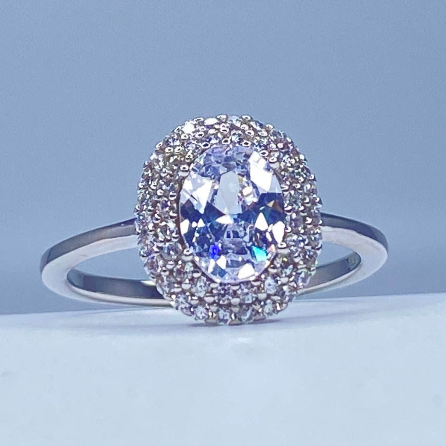 Oval Cut Double Halo Solitaire