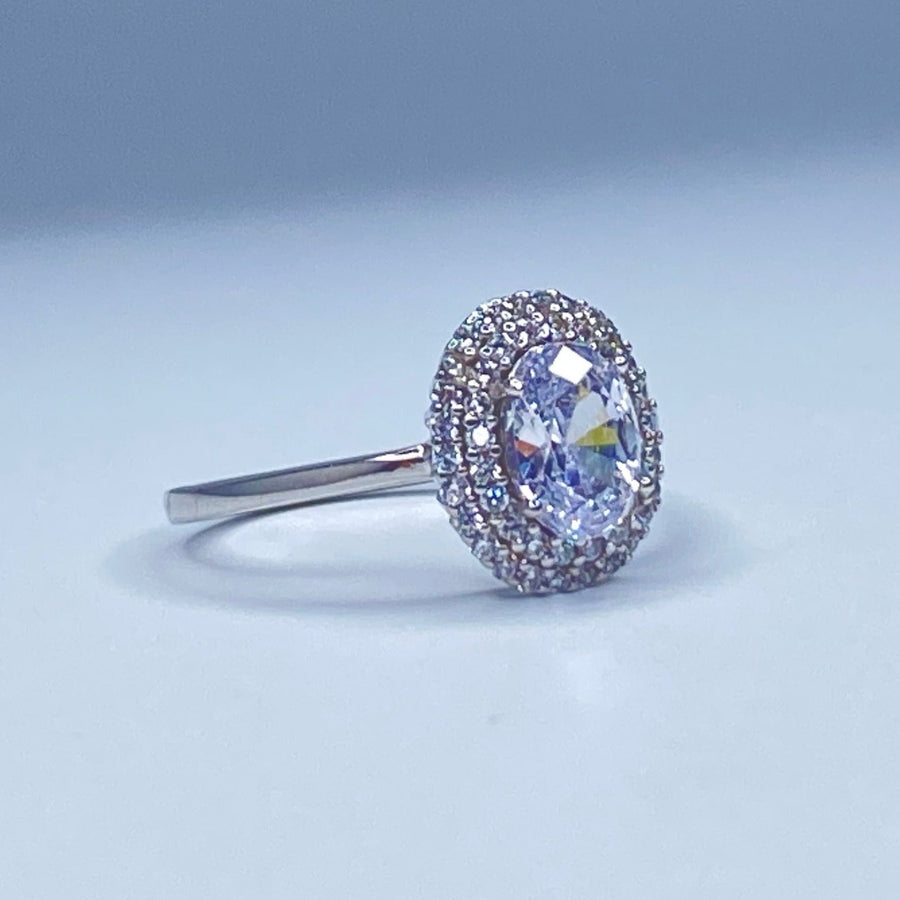 Oval Cut Double Halo Solitaire