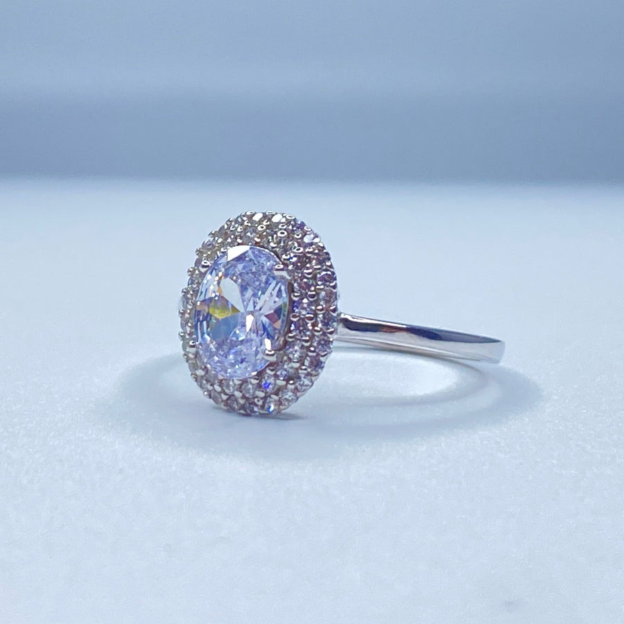 Oval Cut Double Halo Solitaire