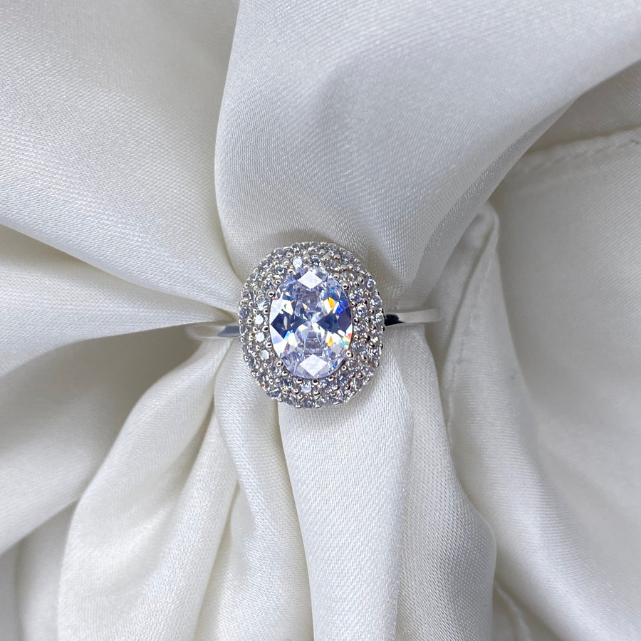 Oval Cut Double Halo Solitaire