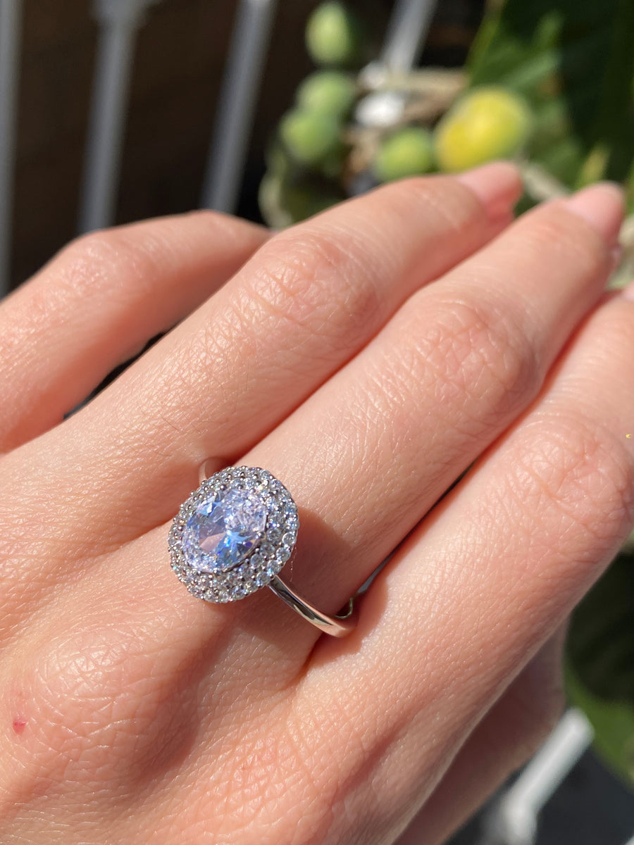 Oval Cut Double Halo Solitaire