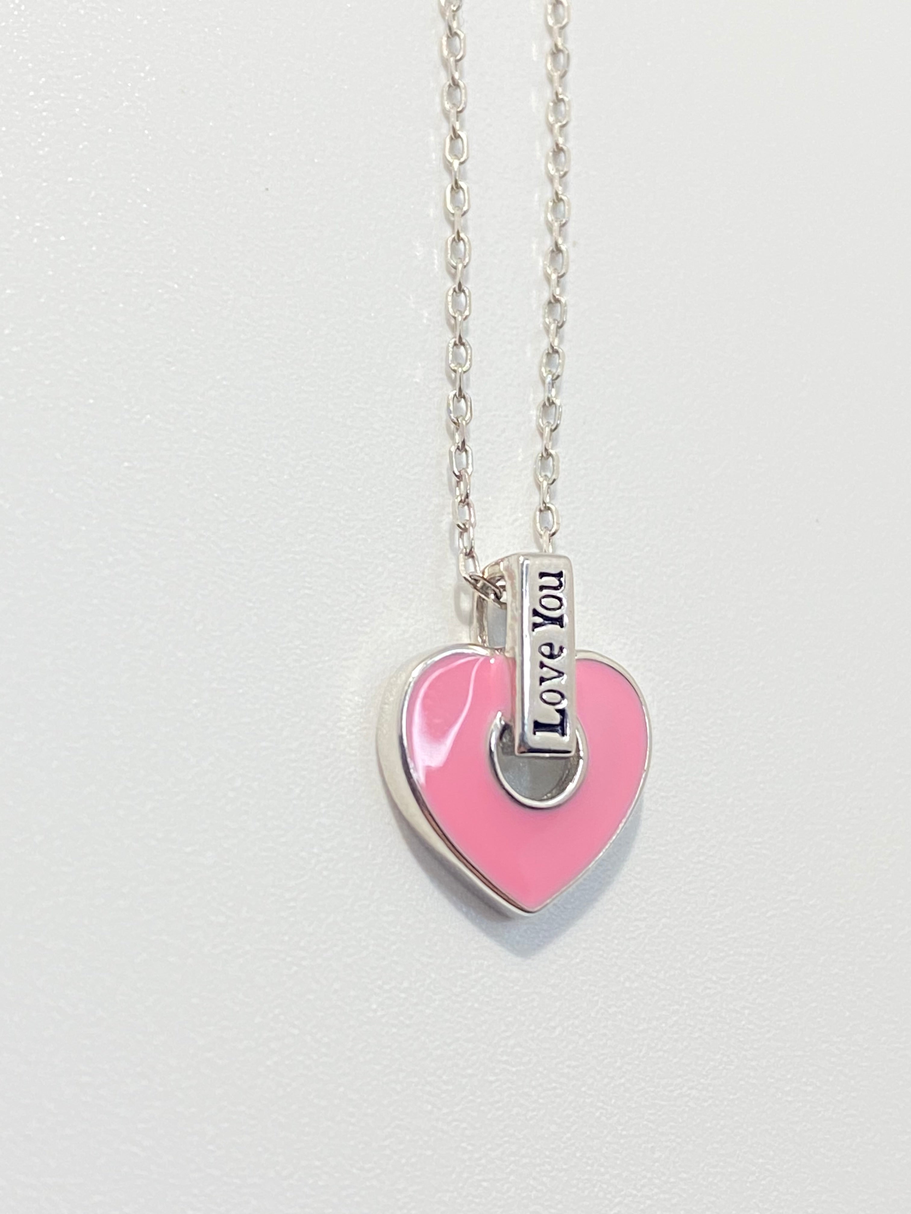 Pink Enameled Heart Expandable Chain