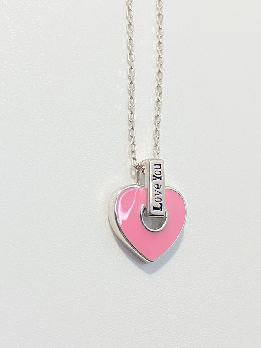 Pink Enameled Heart Expandable Chain