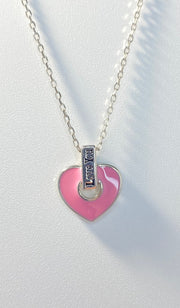 Pink Enameled Heart Expandable Chain