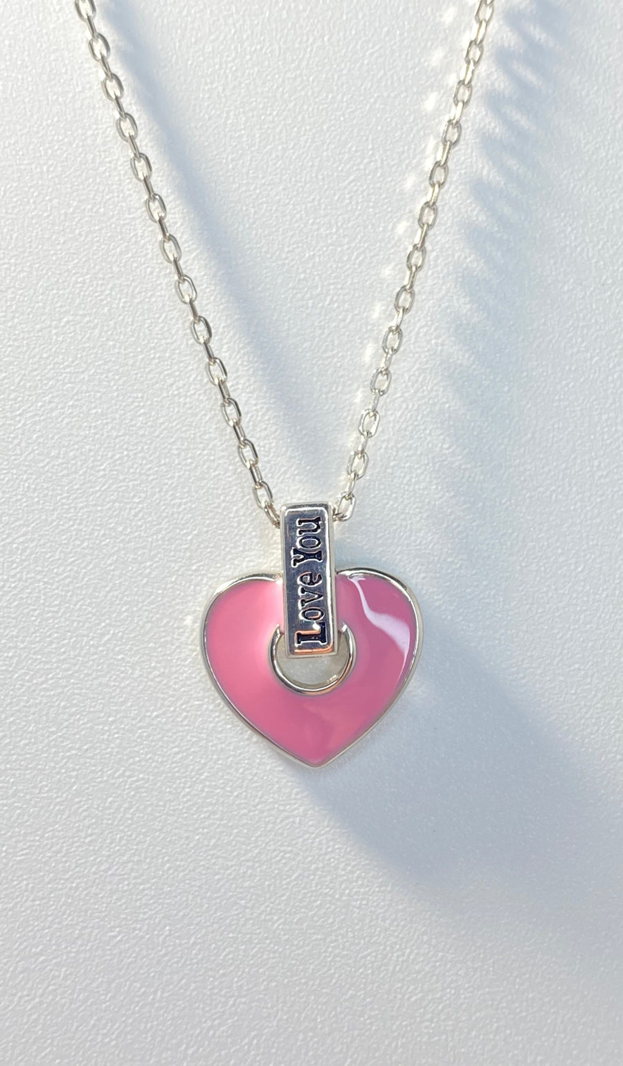 Pink Enameled Heart Expandable Chain
