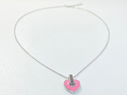 Pink Enameled Heart Expandable Chain