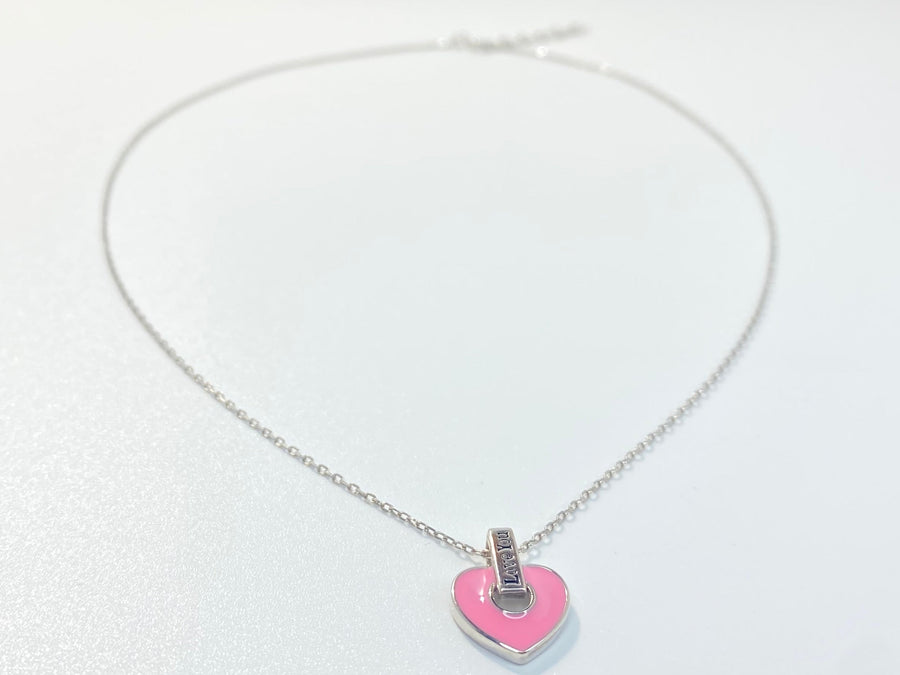 Pink Enameled Heart Expandable Chain