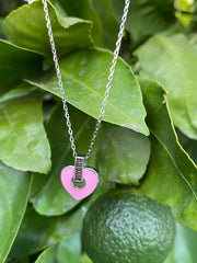 Pink Enameled Heart Expandable Chain