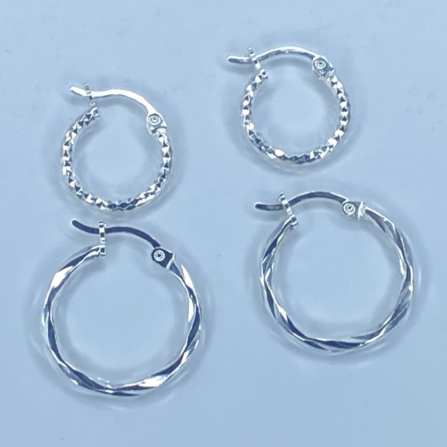 Small Diamond Cut Hoops