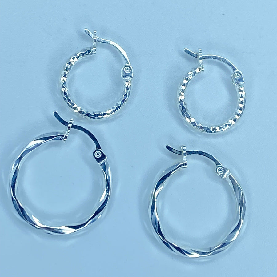Small Diamond Cut Hoops