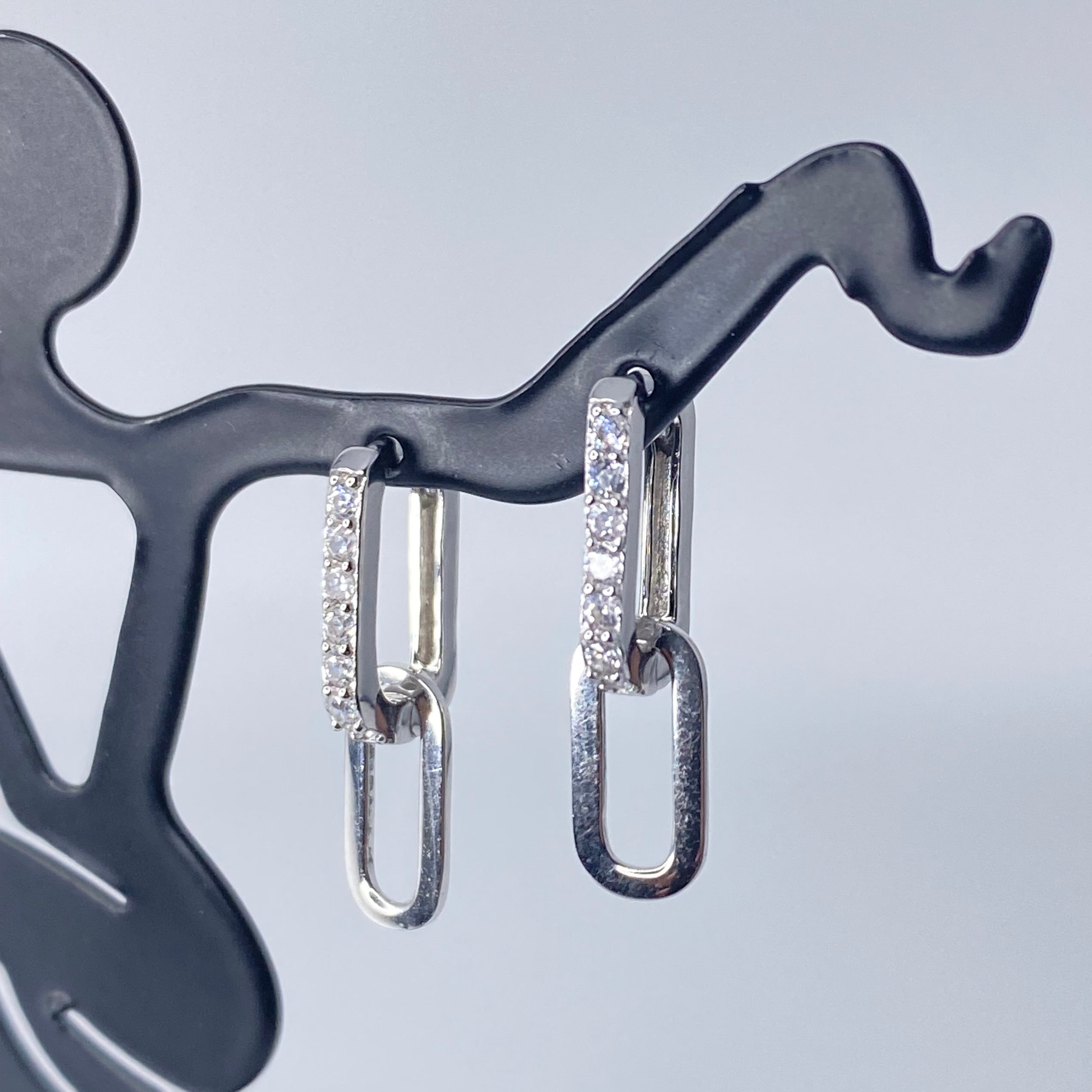 Paperclip CZ Drop Earrings