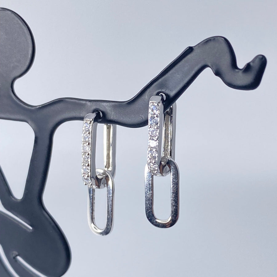 Paperclip CZ Drop Earrings