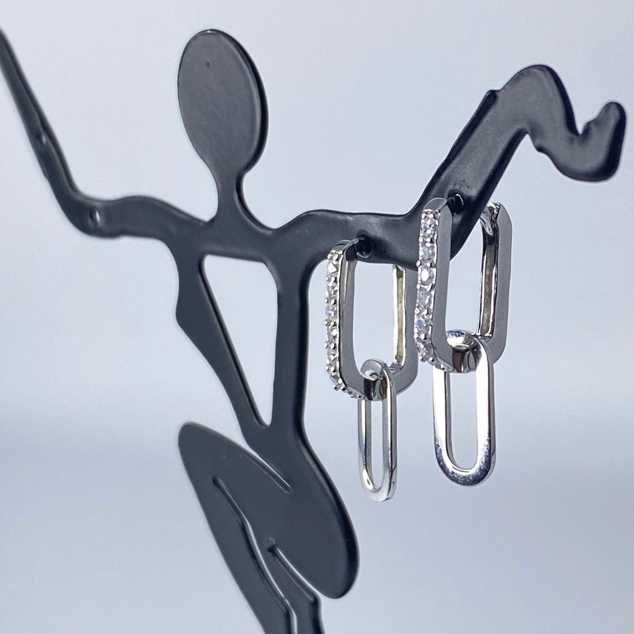 Paperclip CZ Drop Earrings