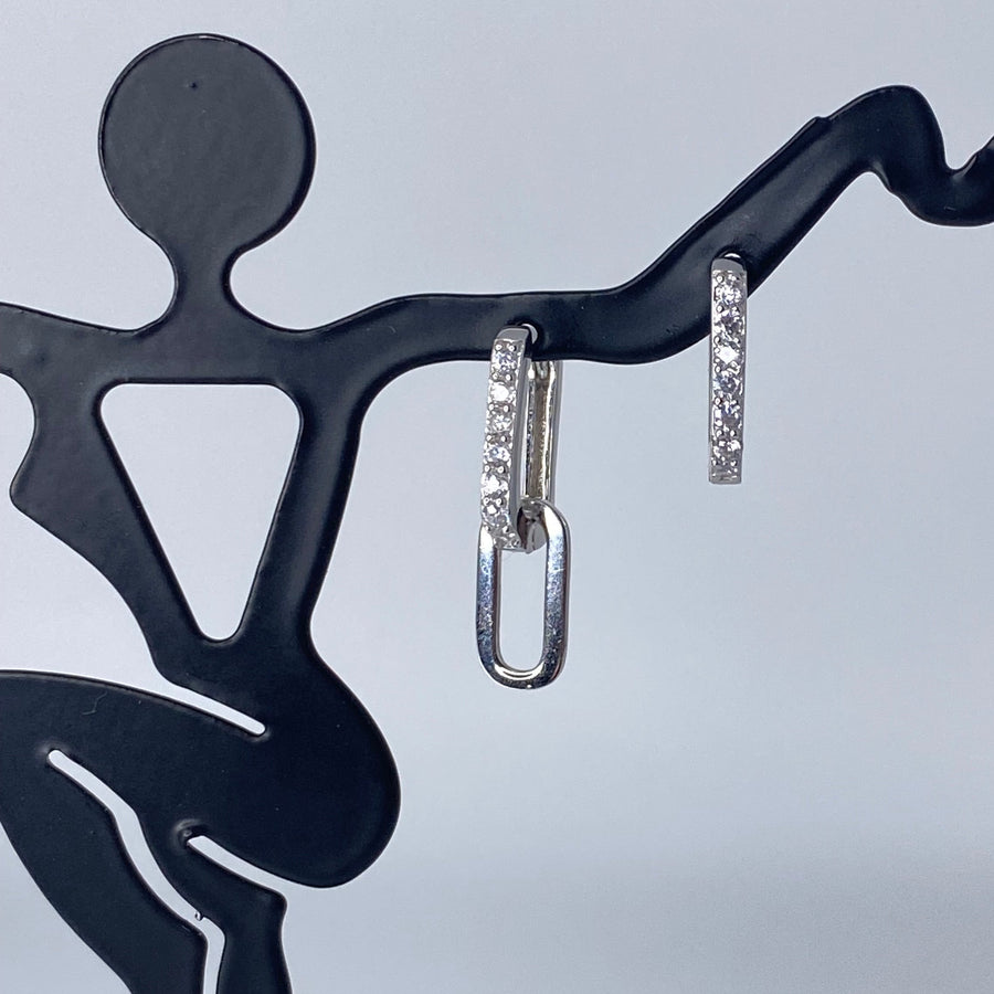 Paperclip CZ Drop Earrings